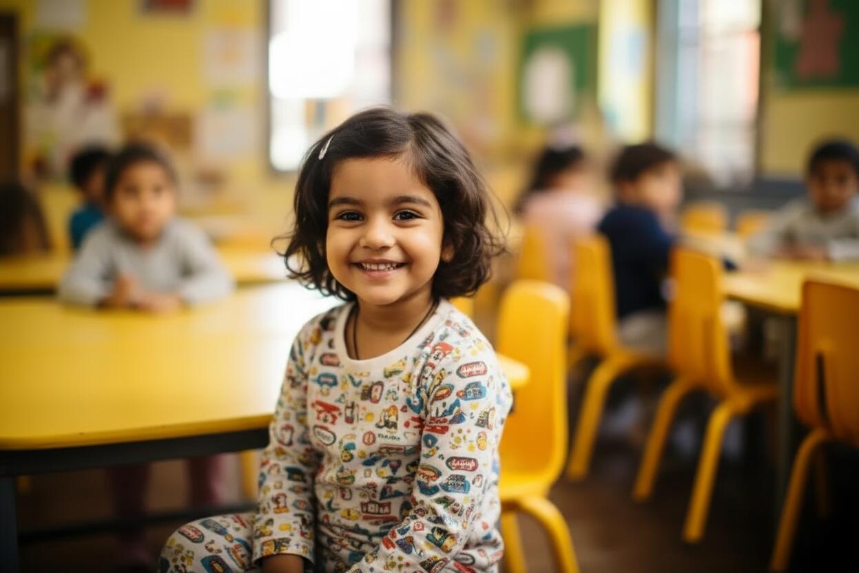 Happy child in classroom